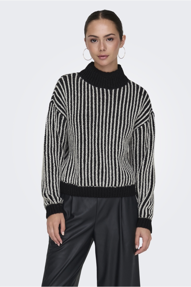 JDYALLY LIFE L/S HN STRUC PULLOVER 15328368 Black