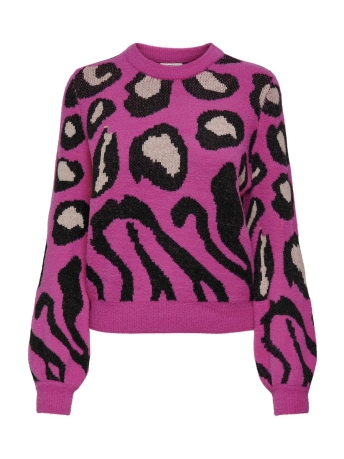 Jacqueline de Yong Trui JDYLORRAINE ANIMAL L/S PULLOVER KNT 15292890 ROSE VIOLET/BLACK/BEIG