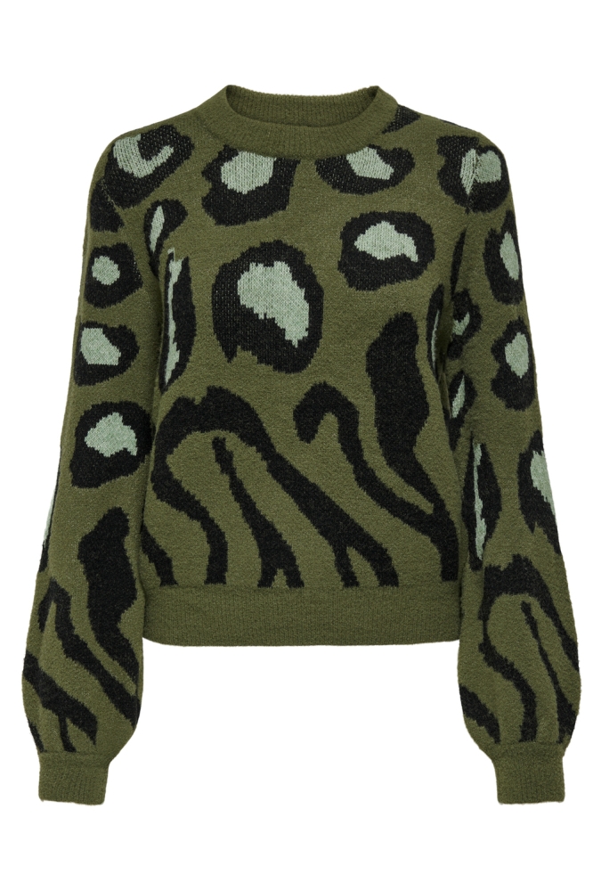 JDYLORRAINE ANIMAL L/S PULLOVER KNT 15292890 WINTER MOSS/BLACK