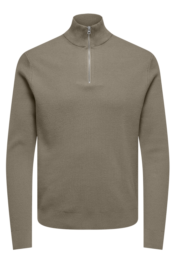 ONSPHIL REG 12 STRUC HALF ZIP KNIT 22023210 DESERT TAUPE