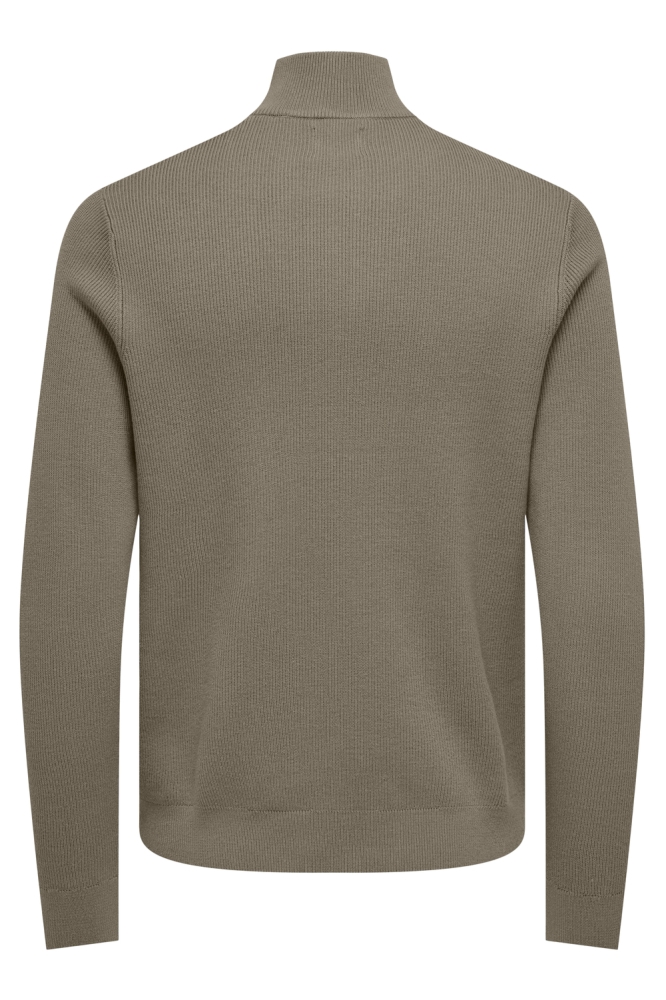 ONSPHIL REG 12 STRUC HALF ZIP KNIT 22023210 DESERT TAUPE