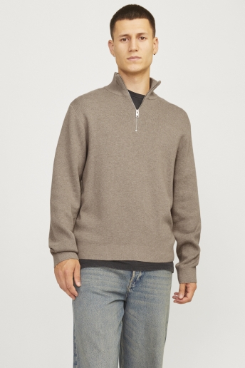 Jack & Jones Trui JPRBLAMILANO STITCH KNIT HALF ZIP S 12259664 GREIGE/MELANGE