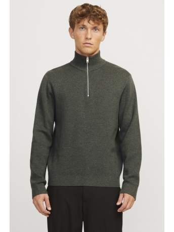 Jack & Jones Trui JPRBLAMILANO STITCH KNIT HALF ZIP S 12259664 PEAT/MELANGE