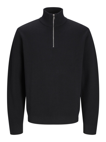 Jack & Jones Trui JPRBLAMILANO STITCH KNIT HALF ZIP S 12259664 BLACK BEAUTY