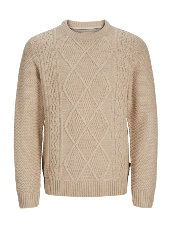 Jack & Jones Trui JPRBLUDIOGO CABLE KNIT LN 12259700 CASHMERE/MELANGE