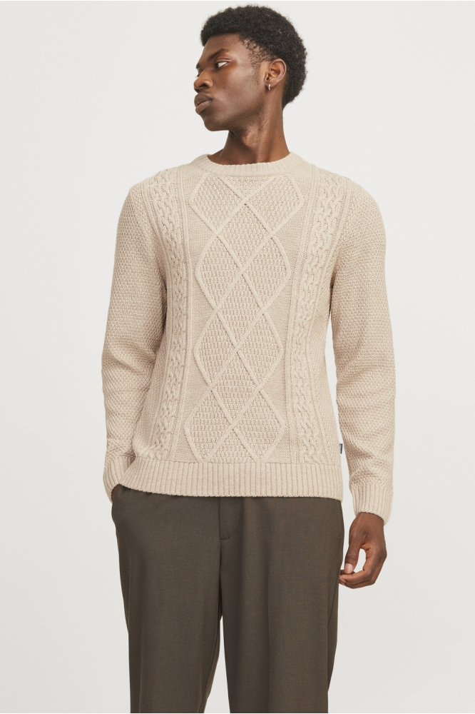 JPRBLUDIOGO CABLE KNIT LN 12259700 CASHMERE/MELANGE