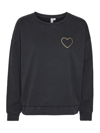 Vero Moda Trui VMOROLA L/S HEART SWEATSHIRT JRS BT 10315243 Black/ACID WASH