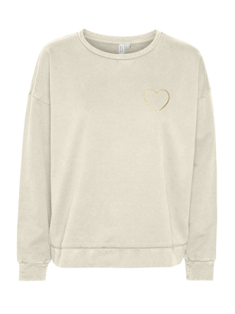 Vero Moda Trui VMOROLA L/S HEART SWEATSHIRT JRS BT 10315243 Birch/Gold heart