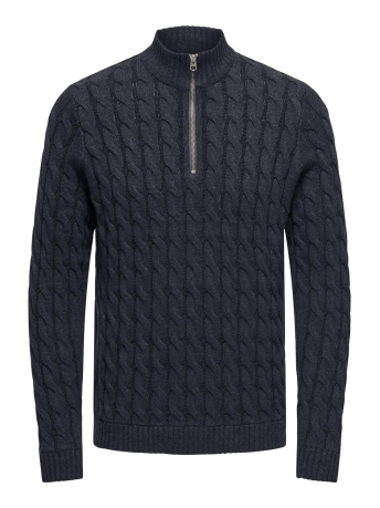 Only & Sons Trui ONSKICKER LIFE REG 3 CABLE HALF ZIP 22031012 DARK NAVY