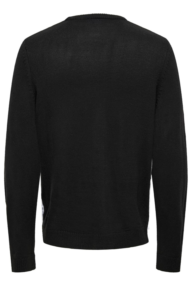 ONSXMAS REG 5 PLACEMENT CREW KNIT 22031170 BLACK/SKIING