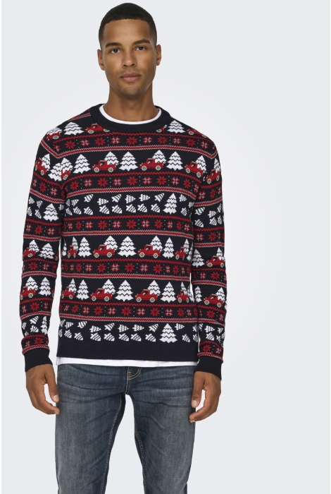 Only & Sons onsxmas reg 5 jaq crew knit