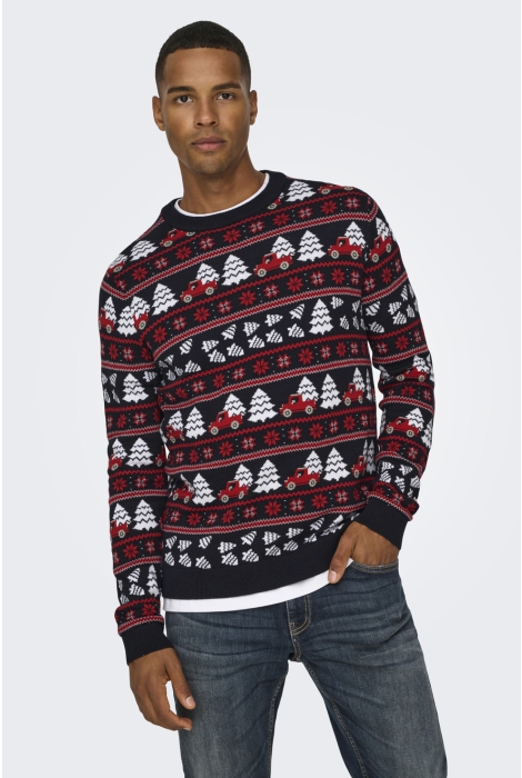 Only & Sons onsxmas reg 5 jaq crew knit