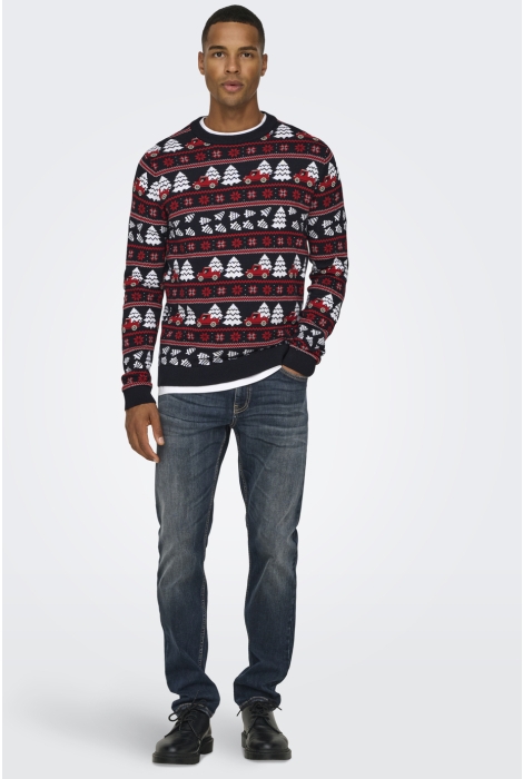 Only & Sons onsxmas reg 5 jaq crew knit