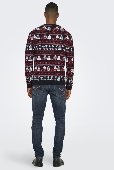 Only & Sons onsxmas reg 5 jaq crew knit