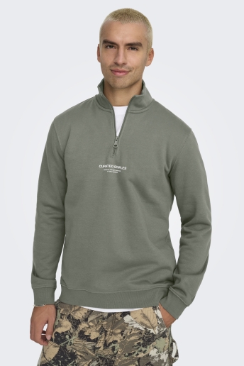 Only & Sons Trui ONSCURATED REG HALF ZIP SWEAT 22030922 Castor Gray