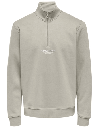 Only & Sons Trui ONSCURATED REG HALF ZIP SWEAT 22030922 SILVER LINING