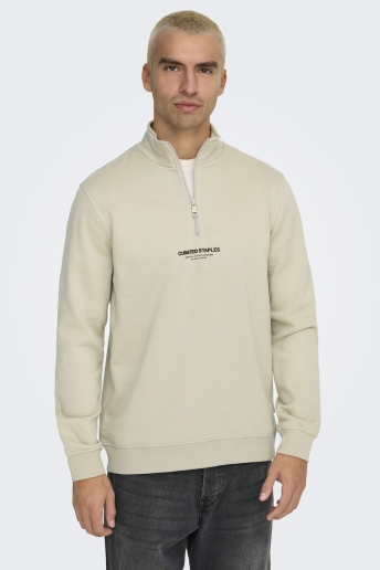 Only & Sons Trui ONSCURATED REG HALF ZIP SWEAT 22030922 SILVER LINING