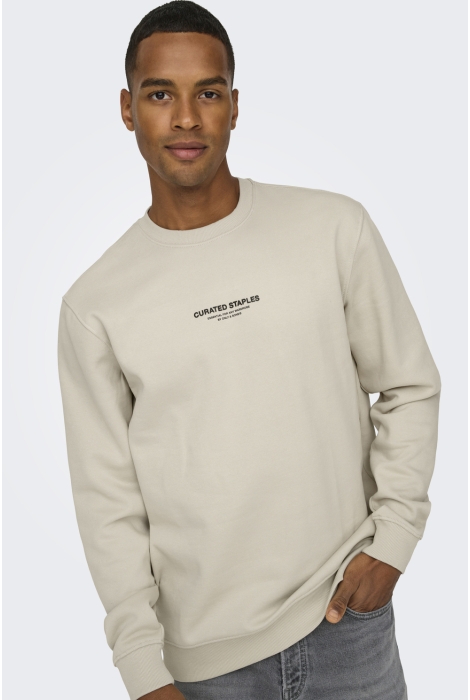 onscurated reg crew neck sweat 22030923 only sons trui silver lining