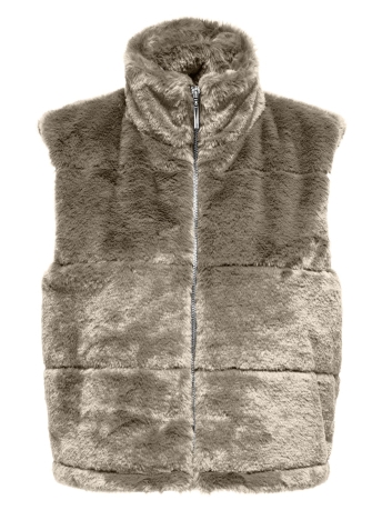 Only Jas ONLVIDA FAUX FUR WAISTCOAT CC OTW 15322106 Weathered Teak