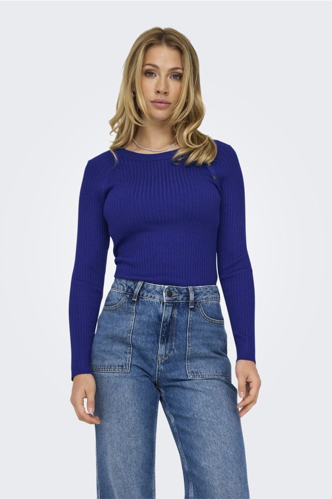 ONLMEDDI LS BUTTON DETAIL O-NECK 15324606 SODALITE BLUE