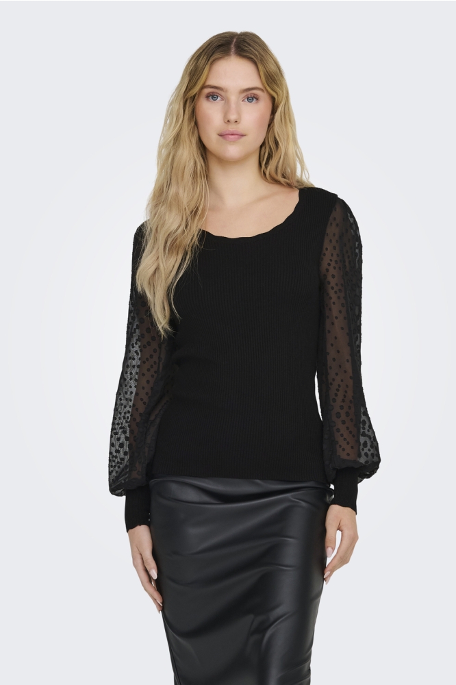 ONLJULIE LIFE LS MIX O-NECK CC KNT 15324301 BLACK