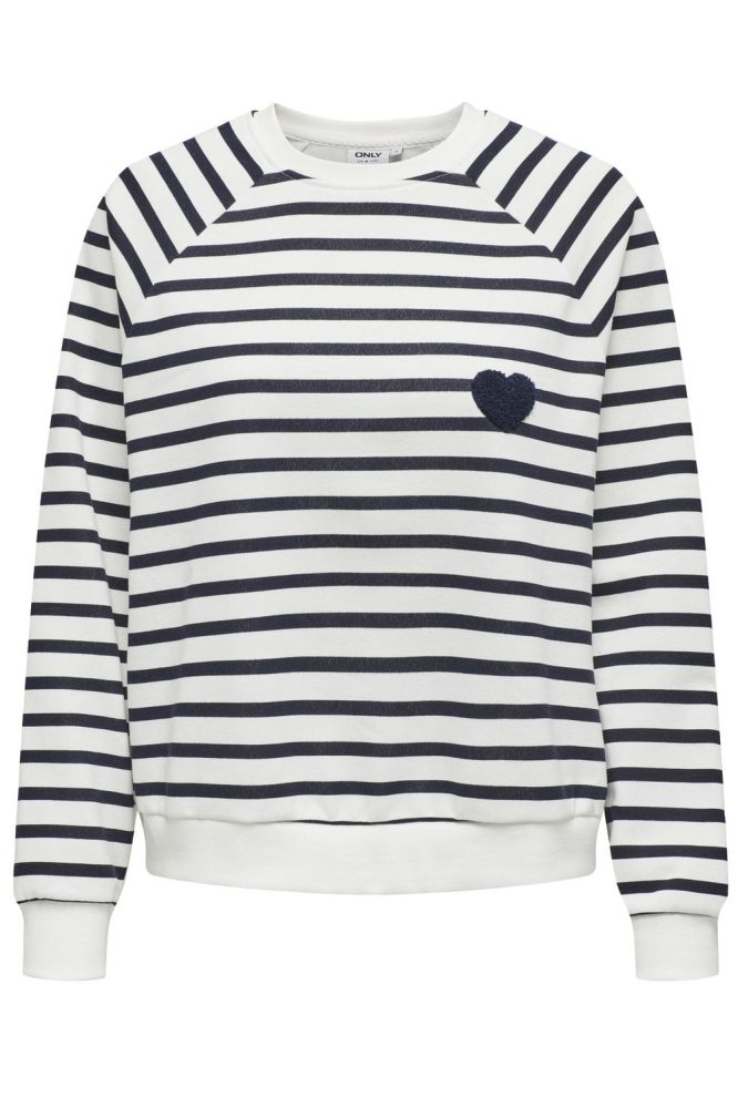 ONLJUDY L/S STRIPE HEART O-NECK CS 15327852 Cloud Dancer/Night Sky