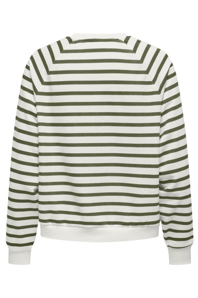 ONLJUDY L/S STRIPE HEART O-NECK CS 15327852 Cloud Dancer/Loden Green