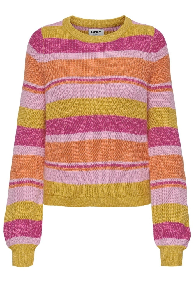 ONLALMI LS STRIPE O-NECK CC KNT 15324319 FUCHSIA FEDORA/GOLDEN POP