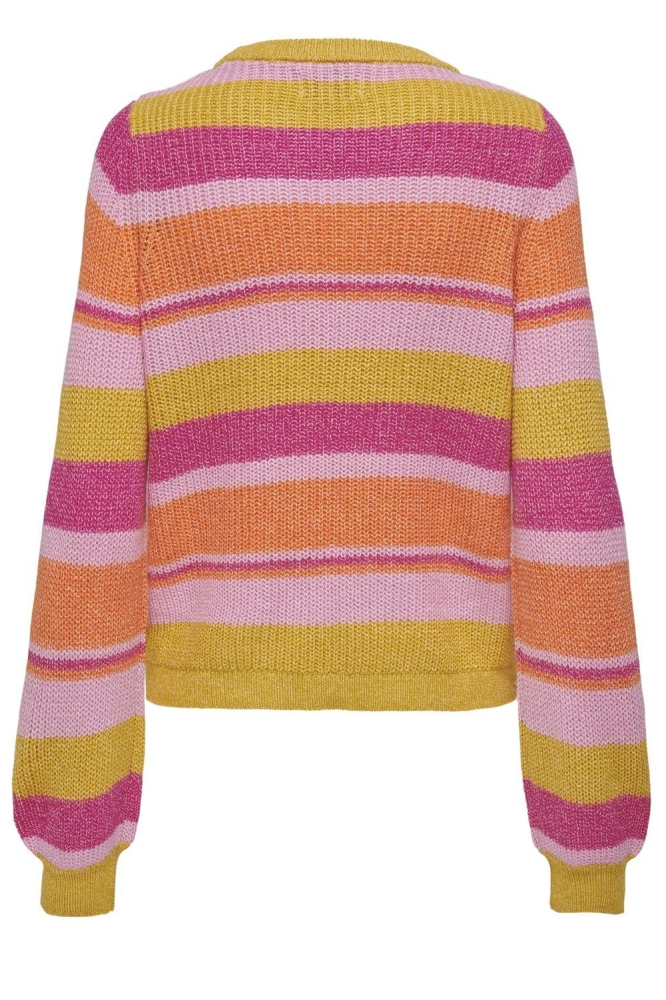 ONLALMI LS STRIPE O-NECK CC KNT 15324319 FUCHSIA FEDORA/GOLDEN POP