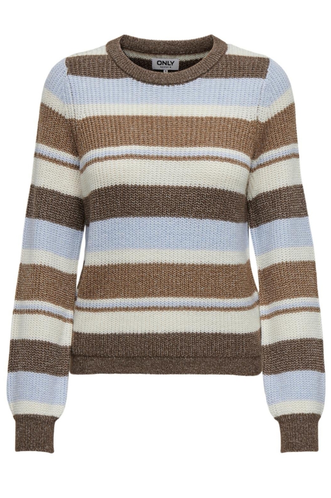 ONLALMI LS STRIPE O-NECK CC KNT 15324319 TOASTED COCONUT/CASHMERE B