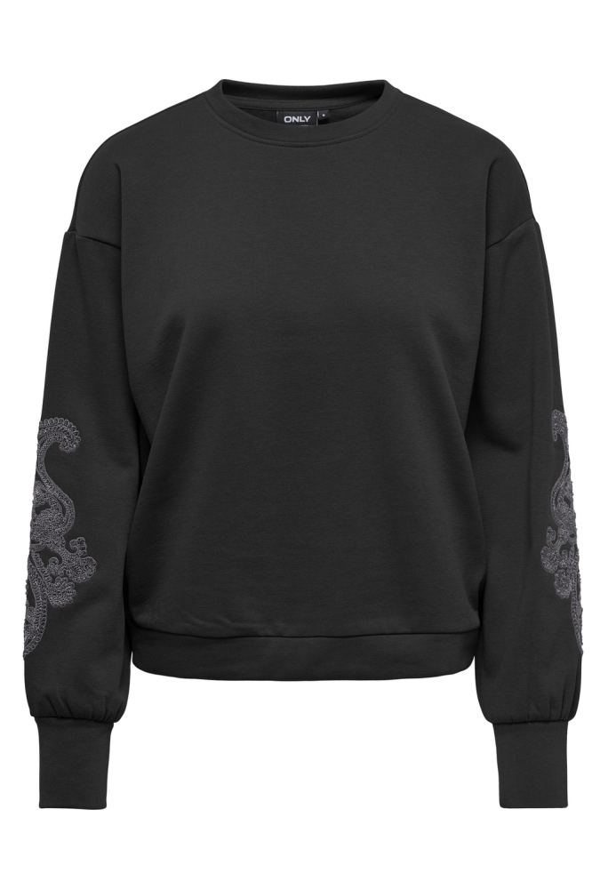 ONLEASTON L/S EMBROIDERY SWT 15330873 Black/Roking pa