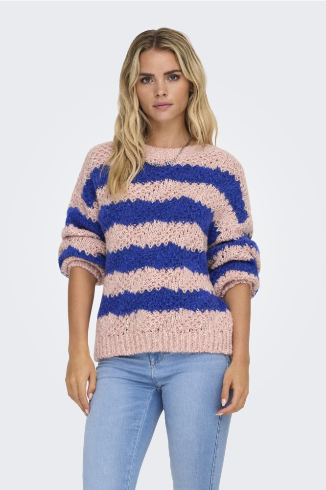 ONLACE LS WOOL MIX O-NECK KNT 15327676 Silver Pink/Clematis B