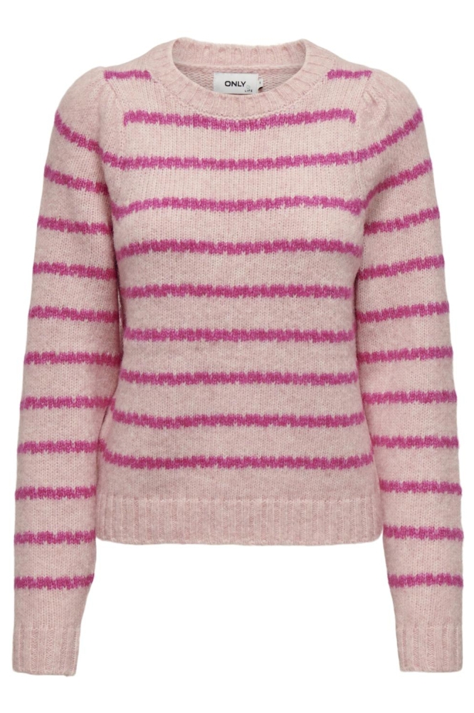 ONLSILOMA LIFE STRIPE LS O-NECK KN 15327621 Silver Pink/Fuschia Pu