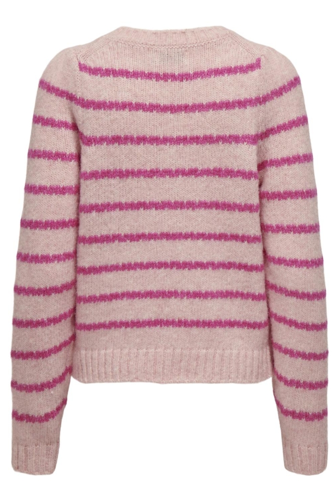 ONLSILOMA LIFE STRIPE LS O-NECK KN 15327621 Silver Pink/Fuschia Pu