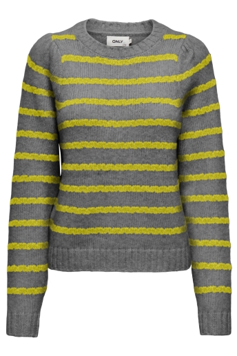 Only Trui ONLSILOMA LIFE STRIPE LS O-NECK KN 15327621 Medium Grey Mel/Citronelle