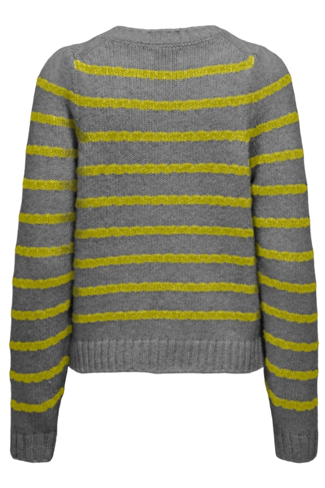 ONLSILOMA LIFE STRIPE LS O-NECK KN 15327621 Medium Grey Mel/Citronelle