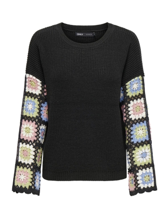 Only Trui ONLSILLE LS PULLOVER EX KNT 15338002 BLACK MULTI