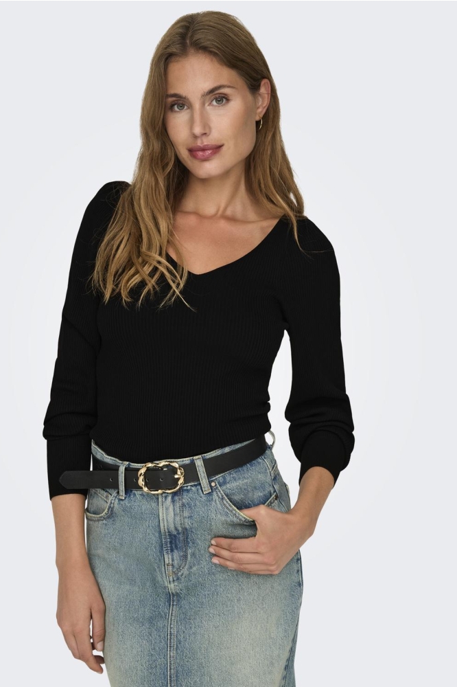 ONLLEELO LS V-NECK KNT 15327671 BLACK