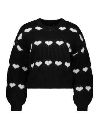 Pieces Trui PCNOVE LS O-NECK HEART KNIT BC 17152014 Black/CLOUD DANCER