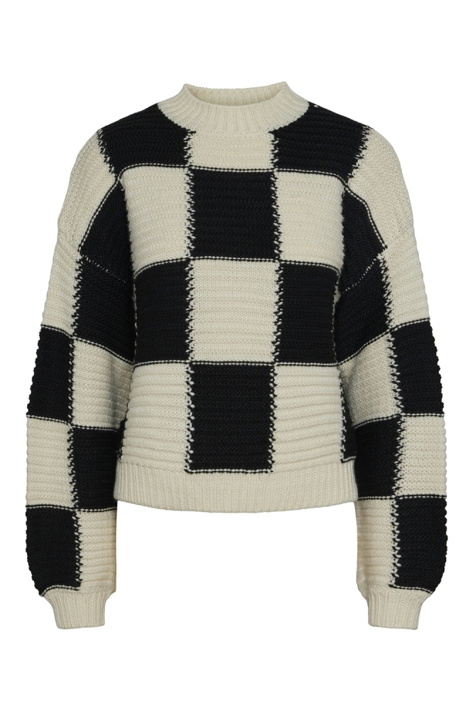 PCNAMIE LS ONECK KNIT BC 17151160 EGRET/BLACK