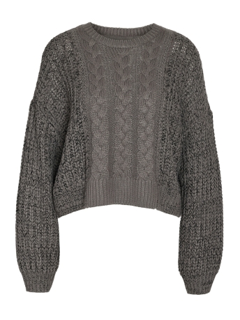 Noisy may Trui NMLORI L/S O-NECK CABLE KNIT DD 27021088 CHARCOAL GRAY/ BLACK