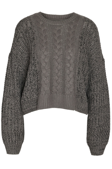 Noisy may Trui NMLORI L/S O-NECK CABLE KNIT DD 27021088 CHARCOAL GRAY/ BLACK