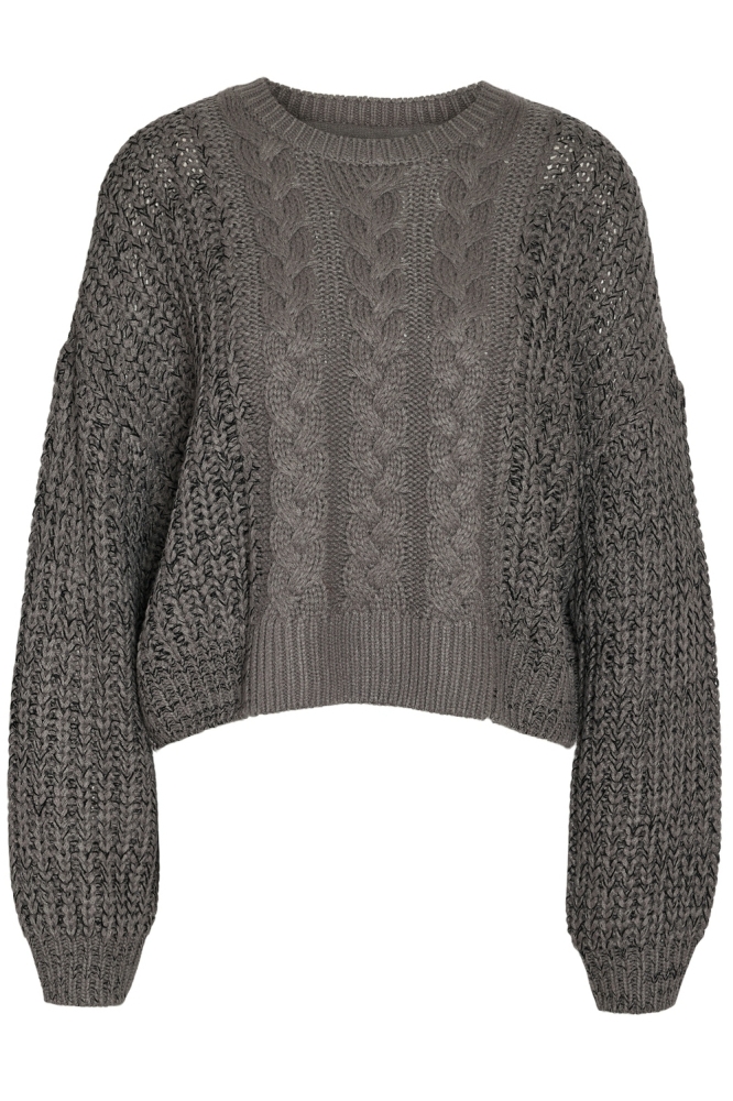 NMLORI L/S O-NECK CABLE KNIT DD 27021088 CHARCOAL GRAY/ BLACK