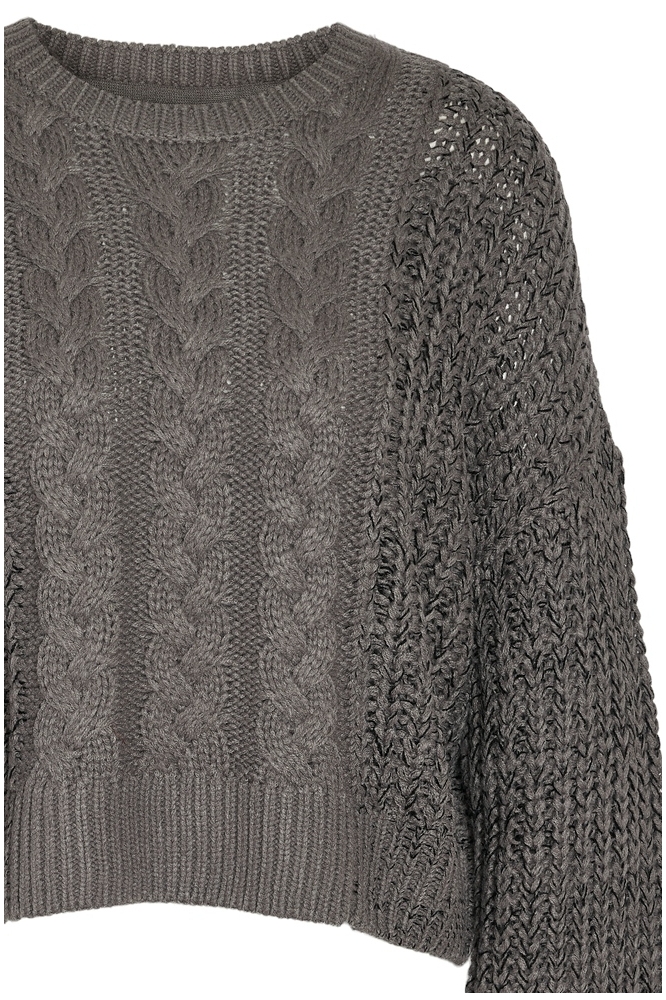 NMLORI L/S O-NECK CABLE KNIT DD 27021088 CHARCOAL GRAY/ BLACK