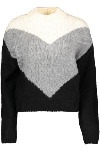 Jacqueline de Yong Trui JDYKILIAN L/S PULLOVER KNT 15266156 WHITECP GREY/ MGM/BLACK