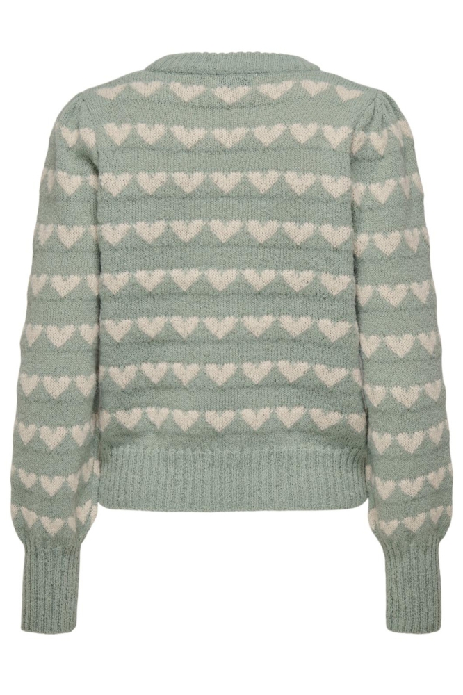 JDYSIGRID LIFE L/S ON PUFF PULL KNT 15304813 ICEBERG GREEN/W. CEMENT HEART