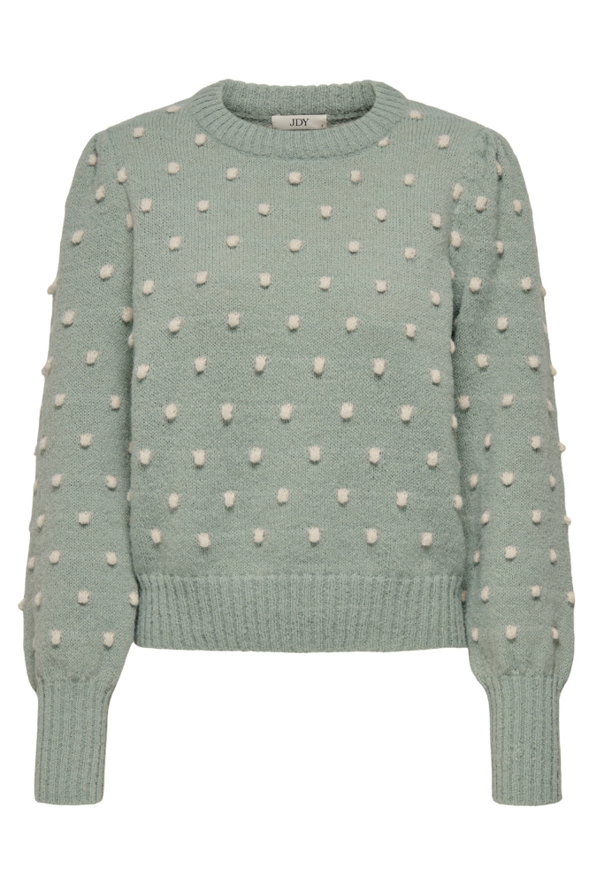 JDYSIGRID LIFE L/S ON PUFF PULL KNT 15304813 Iceberg Green/W. CEMENT DOTT