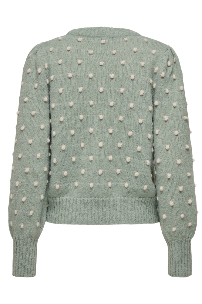 JDYSIGRID LIFE L/S ON PUFF PULL KNT 15304813 Iceberg Green/W. CEMENT DOTT