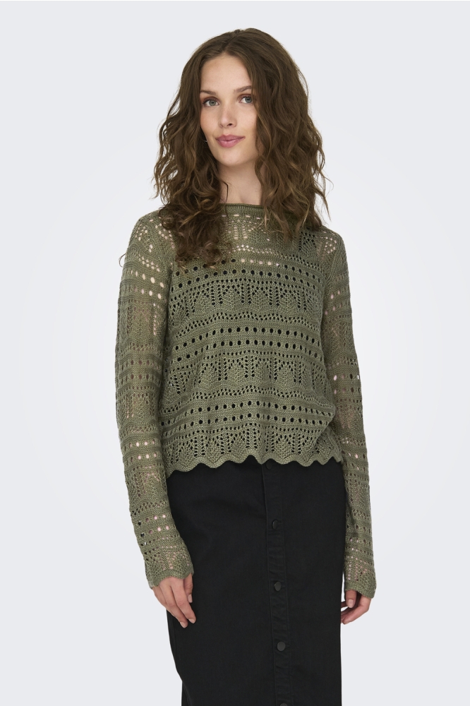 JDYSUN LAY L/S BOATNECK PULLOV. KNT 15287384 IVY GREEN