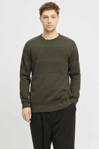 Jack & Jones Trui JPRBLUNOAH KNIT CREW NECK BF LN 12265328 OLIVE NIGHT/TWIST/PLAC